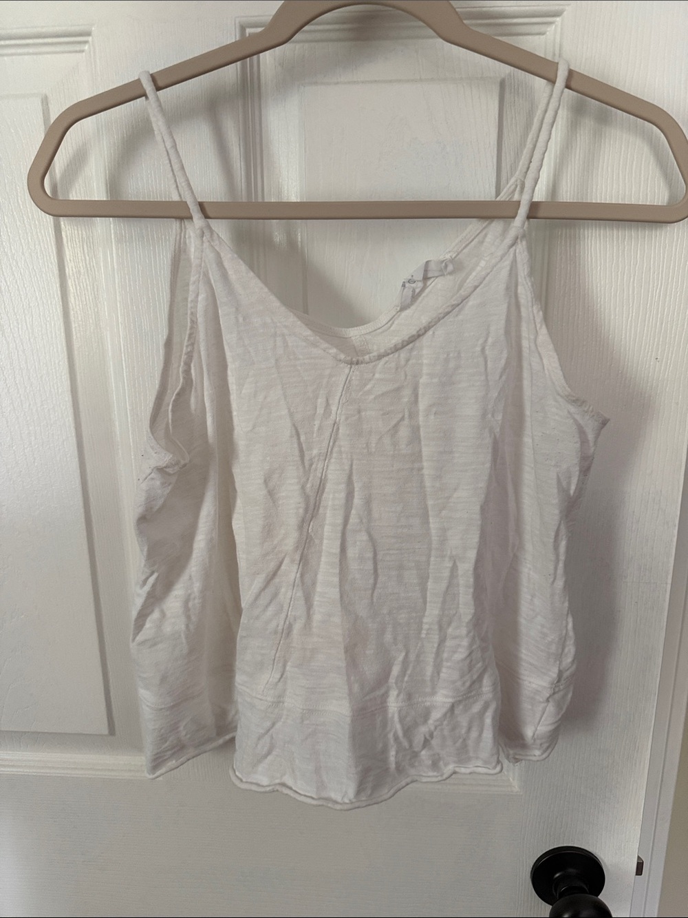 Women's White V-Neck Spaghetti Strap Tank Top
